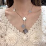 [Eternal Jewelry]CLOVER MOP CHALCEDONY NECKLACE SILVER 6 MOTIF - Image 3