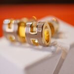 [Eternal Jewelry]MINI POP H GOLD EARRINGS GREY - Image 3