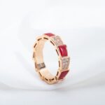 [Eternal Jewelry]SERPENTI RING PINK GOLD CARNELIAN DIAMOND PAVED 4MM - Image 3