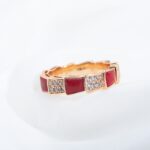 [Eternal Jewelry]SERPENTI RING PINK GOLD CARNELIAN DIAMOND PAVED 4MM - Image 4