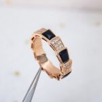[Eternal Jewelry]SERPENTI RING PINK GOLD BLACK MOP DIAMOND PAVED 4MM - Image 5