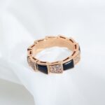 [Eternal Jewelry]SERPENTI RING PINK GOLD BLACK MOP DIAMOND PAVED 4MM - Image 6