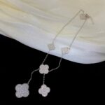 [Eternal Jewelry]CLOVER 5 MOTIFS SILVER DIAMONDS NECKLACE - Image 3