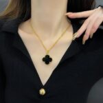 [Eternal Jewelry]CLOVER 25MM NECKLACE GOLD ONYX - Image 2