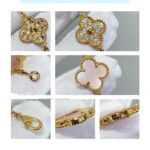 [Eternal Jewelry]CLOVER 5 MOTIF DIAMOND PINK MOP PINK GOLD BRACELET - Image 4