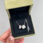 [Eternal Jewelry]PERLEE DOUBLE PENDANT SILVER DIAMOND NECKLACE - Image 2