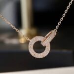 [Eternal Jewelry]LOVE 7.6MM NECKLACE ROSE GOLD AND SILVER  FULL DIAMOND - Image 5