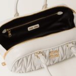 Arcadie Matelassé Large Soft Lamb Leather Handbag White - Image 2