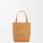 Mini Puzzle Fold tote in shiny calfskin