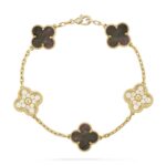 [Eternal Jewelry]CLOVER 5 MOTIF GRAY MOP DIAMOND BRACELET