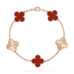 [Eternal Jewelry]CLOVER  5 MOTIFS CARNELIAN GOLD BRACELET - Image 2