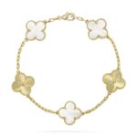 [Eternal Jewelry]CLOVER BRACELET 5 MOTIF WHITE MOP PINK GOLD - Image 2