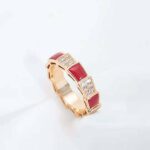 [Eternal Jewelry]SERPENTI RING PINK GOLD CARNELIAN DIAMOND PAVED 4MM - Image 2