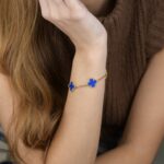 [Eternal Jewelry]CLOVER 5 MOTIFS BLUE AGATE BRACELET - Image 3