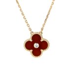 [Eternal Jewelry]CLOVER 15MM DIAMOND CARNELIAN NECKLACE - Image 2