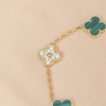 [Eternal Jewelry]CLOVER  5 MOTIF MALACHITE DIAMOND BRACELET - Image 4