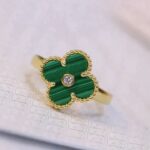 [Eternal Jewelry]CLOVER MALACHITE RING GOLD DIAMOND - Image 3