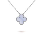 [Eternal Jewelry]CLOVER 15MM BLUE CHALCEDONY NECKLACE SILVER