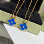 [Eternal Jewelry]CLOVER 15MM DIAMOND AND BLUE AGATE NECKLACE - Image 3