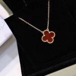 [Eternal Jewelry]CLOVER 15MM CARNELIAN SINGLE FLOWER NECKLACE