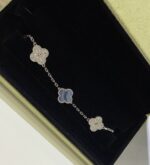 [Eternal Jewelry]CLOVER  5 MOTIF DIAMOND PURPLE CHALCEDONY BRACELET SILVER - Image 11