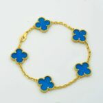 [Eternal Jewelry]CLOVER 5 MOTIFS BLUE AGATE BRACELET - Image 4