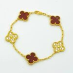[Eternal Jewelry]CLOVER 5 MOTIFS CARNELIAN DIAMOND BRACELET - Image 3