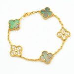 [Eternal Jewelry]CLOVER 5 MOTIF GRAY MOP DIAMOND BRACELET - Image 3
