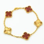 [Eternal Jewelry]CLOVER  5 MOTIFS CARNELIAN GOLD BRACELET - Image 3
