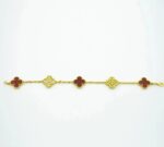 [Eternal Jewelry]CLOVER 5 MOTIFS CARNELIAN DIAMOND BRACELET - Image 5