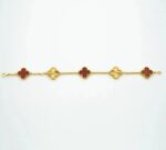 [Eternal Jewelry]CLOVER  5 MOTIFS CARNELIAN GOLD BRACELET - Image 5