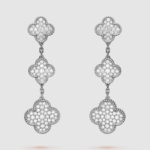 [Eternal Jewelry]CLOVER 3 MOTIF DIAMOND SILVER DROP EARRINGS