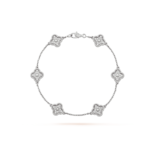 [Eternal Jewelry]CLOVER 6 MOTIF SILVER DIAMOND BRACELET