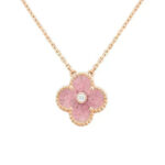 [Eternal Jewelry]CLOVER 15MM DIAMOND RHODONITE NECKLACE - Image 2