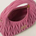 Wander Matelassé Soft Lamb Nappa Small Crescent Moon Bag Peach Blossom Pink - Image 2