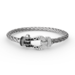 [Eternal Jewelry]FORCE LARGE HORSESHOE BLACK WHITE DIAMOND BRACELET SILVER