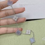 [Eternal Jewelry]CLOVER  5 MOTIF DIAMOND PURPLE CHALCEDONY BRACELET SILVER - Image 3