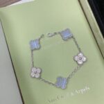 [Eternal Jewelry]CLOVER  5 MOTIF DIAMOND PURPLE CHALCEDONY BRACELET SILVER - Image 2