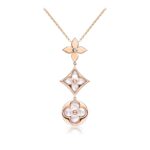 [Eternal Jewelry]COLOR BLOSSOM LARIAT NECKLACE PINK GOLD WHITE MOTHER PEARL AND DIAMOND - Image 2