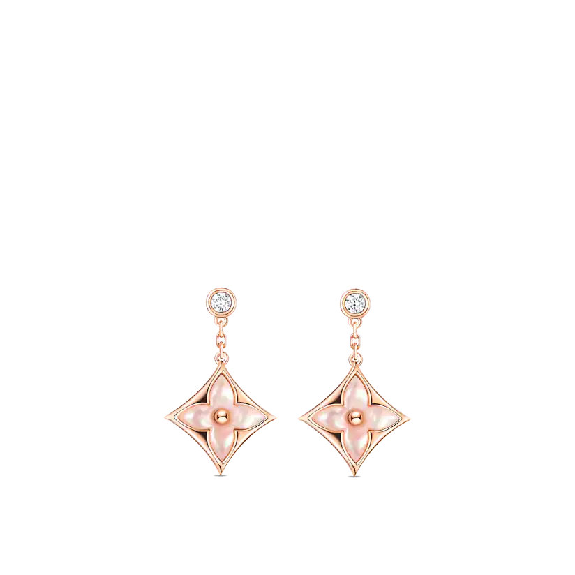 [Eternal Jewelry]DOUBLE STAR PINK GOLD MOP DROP EARRINGS - Image 2