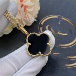 [Eternal Jewelry]CLOVER 25MM GOLD ONYX BIG CLOVER NECKLACE - Image 6