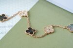 [Eternal Jewelry]CLOVER 5 MOTIFS DARK MOP AND DIAMONDS PINK GOLD BRACELET - Image 6